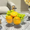 Deep hexagonal transparent PET nut tray with vertical stripes 29cm width 9.3cm height - 2025 Hexagon Style / Clear