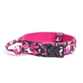 Pink camo heavy duty tactical dog collar in size XL with metal quick release buckle - Camo Rose Red