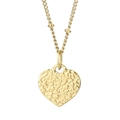 Collana minimalista in oro con ciondolo a cuore testurizzato lava su catena con perline - Stile Cuore di Lava Martellato (KN235265-Z) / Oro