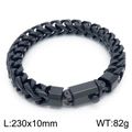 Classic black stainless steel paperclip chain bracelet for men with folding clasp 230mm - Style B (KB156370-KFC)