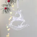 Pearly white reindeer Christmas ornament with hanging ribbon for festive tree decor - Sleigh Reindeer - White