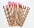 12-piece professional makeup brush set with gold rhinestone handles and pink bristles - 12pcs Set / Pink Champagne