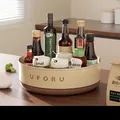 Rotating lazy susan spice organizer in milk tea brown finish with 25cm diameter - Small (25cm Diameter) / Crystal Label Style / Milk Tea Brown