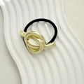 Minimalist gold knotted alloy hair tie with black high-elastic band for elegant styling - Knotted Design Gold