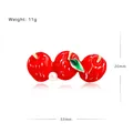 Spilla natalizia con ciliegie rosse, foglie verdi e perla, larghezza 53mm - Tre Mele Rosse con Perla-YNCP7335