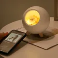 Veilleuse sphérique blanche en forme de chat avec pieds en bois et haut-parleur Bluetooth - Style Haut-parleur Bluetooth / Blanc