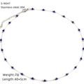 Dettaglio della collana in acciaio inossidabile 304 con perline blu e specifiche - Stile Perline Blu (S-N547)