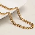 Classic gold-plated stainless steel Cuban link necklace with polished flat curb chain - 5mm*55cm