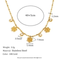 Détail du collier en acier plaqué or 18K avec pendentifs fleur évidée et zircons - Combinaison Fleur Zircon Rond (Or-7)