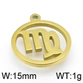 Golden stainless steel Virgo zodiac pendant with 15mm width and 1g weight design - Gold Virgo
