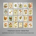 Vintage paddenstoelen postzegel stickers met botanische illustraties voor DIY decoratie - Paddenstoelnotities (48 Stuks)