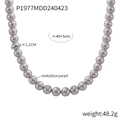 Collana di perle tonde grigio argento 12mm con catena regolabile 40+5cm da donna - Grigio / 12mm