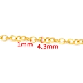Detailed close-up of 4.3mm gold-plated stainless steel cable chain with 1mm thickness - Square Wire Chain (4.3mm) / Vacuum 18K Gold