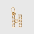 Polished gold stainless steel letter H pendant with sparkling crystals for DIY jewelry - Letter H(ZP39269) / Gold