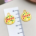 Golden alloy Lucky charm pendant with colorful enamel and ruler for size measurement - LUCKY Tag Pendant