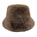 Dettaglio della trama del cappello alla pescatora marrone in finta pelliccia - M (56-58cm) / caffè