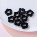 DIY handmade 19mm black acrylic five-petal flower beads for earrings and hair accessories - Solid Black