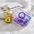 Pink camera acrylic keychain with macaron beads, sequins and a golden bell - Gradient Rope + Colorful Bead Milk Tea Cup / Camera [Purple]