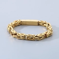 Polished gold Byzantine style stainless steel chain bracelet for men with secure clasp - Gold / 22cm(8mm)