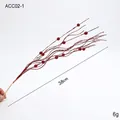 Red Christmas tree pick with glitter berry balls for holiday wreaths, 38cm decorative branch - Red Berry Stem (38cm/6g)