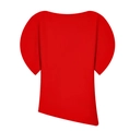 Detail of red puff sleeve top featuring unique asymmetrical hem on a plain white background - XS / Red