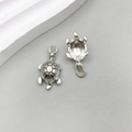 Silver alloy sea turtle pendant showing front and back details for DIY jewelry making - Antique Silver Ocean Turtle 12*23mm