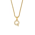 Elegant gold-plated twist chain necklace featuring a sparkling zircon-studded letter Q pendant - Letter Q