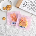 Pink cartoon bear frosted resealable bag for cookie and candy packaging snacks - Pink Base Bear / 13.5 x 13.5cm