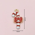 Christmas candy cane pendant with red enamel bow and 2.1cm height for DIY jewelry - 2399 Bow Candy Cane