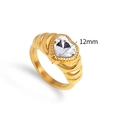Vintage-Ring aus 18K vergoldetem 316L Edelstahl mit 12mm herzförmigem weißem Zirkon - US 6 / Gold