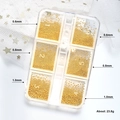 Cuentas de metal dorado para manicura en caja de 6 rejillas, tamaños de 0,6mm a 1,0mm - Cuentas de Acero de 6 Rejillas (0.6-1.0mm) / Dorado