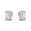 Luxurious S925 sterling silver oval-cut gold earrings with sparkling zircon inlay - Oval Gold (DY1D0180-S-G-WH)