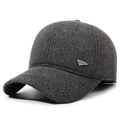 Gorra de béisbol de lana gris oscuro para hombre con orejeras y logo metálico SPORTS - Ajustable / Gris