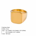 Minimalistische roestvrijstalen vierkante zegelring met 18k goudkleurige afwerking - US 7 / Vierkante Platte Stijl (TR25115) / Goud