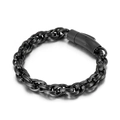 Pulsera minimalista de acero inoxidable negro trenzado con cierre magnético cilíndrico - 23CM / Negro