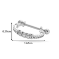 Silver stainless steel U-shaped helix piercing with cubic zirconia, 1.67cm length - T-Shape Row Style (2615-2#) / Silver