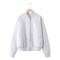 Hellgraue Bomber-Sweatjacke für Damen am Holzbügel in Größe S für den Sommer - S / Oberteile / Hellmeliert Grau