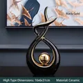 Modern abstract black and gold ceramic sculpture with metallic sphere, 16x6x31cm size - Morning Song Tall Style Black Gold - Large
