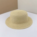 Cappello boater beige a cima piatta con trama a spirale fine e stile minimalista - M / Beige
