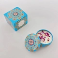 Blue mandala tin soy wax candle with dried petals and matching gift box set - Cedar Forest (Tin)