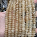Strands of natural yellow rutilated quartz abacus beads for DIY jewelry making - Coffee Watermelon / 5*8mm (approx. 73 pcs/strand)