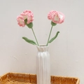 Handmade crochet pink carnations set in a white vase, perfect for Teachers' Day gifting - Carnation (Single Finished) / Gradient Pink (Long Leaf)