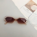 Fashionable octagonal sunglasses with amber transparent frame and brown gradient lenses - Champagne