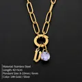 Gold stainless steel letter U pendant necklace with a sparkling round stone accent - Lowercase v