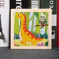Wooden puzzle featuring colorful cartoon dinosaur and owl designs for early education - Brachiosaurus