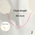 Detail of pink beaded necklace showing the adjustable lobster clasp and chain length - 40+5cm / Rose Pink (SET0362-J)