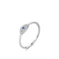 Elegant S925 sterling silver evil eye ring with blue stone and white zircon pave - US Size 5 / Evil Eye Main Stone Style (RHR1391)