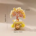 Yellow citrine crystal money tree in glass jar with Nafu pendant, 8cm height decor - Citrine (Small Fish Tank)
