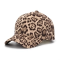 Detailed close-up of leopard print baseball cap featuring soft suede-like texture fabric - One Size(Adjustable) / Classic Beige Brown Leopard Print (B)