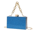 Pochette de soirée élégante en acrylique bleu pailleté avec chaîne dorée et fermoir bille - Bleu à Paillettes Fines